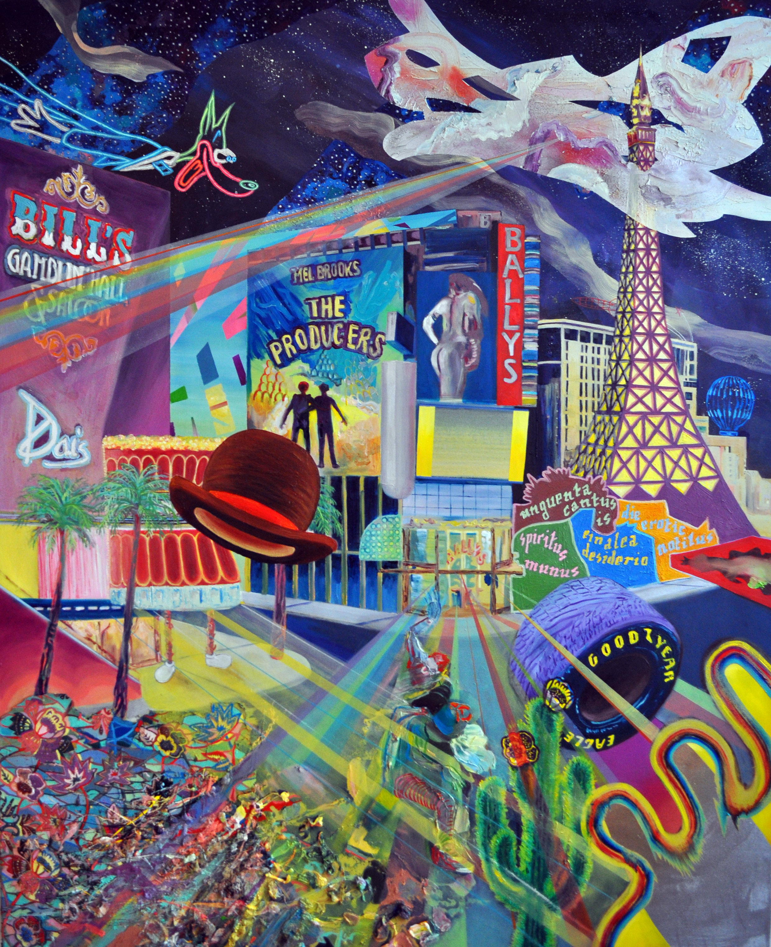 Jérémie Paul, Vegas, huile sur toile et techniques mixtes, 2012.